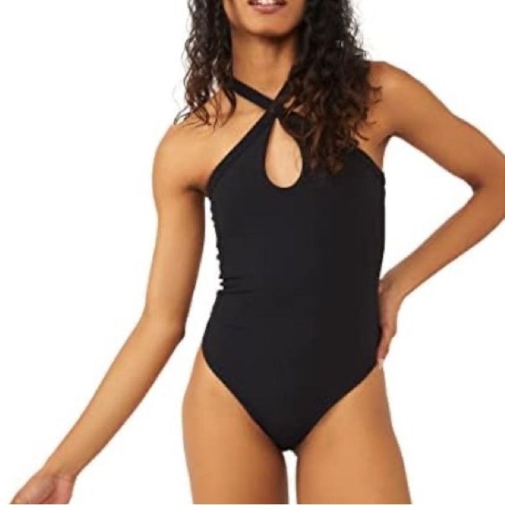 Free People Black Halter Bodysuit